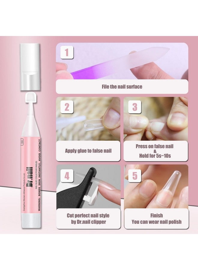 Dr.nail 20Pcs Super Strong Nail Glue For Acrylic Nails Press On Nails & Nail Tips - Fake Nail Adhesive And 3Pcs Nail Gule Remover Set Includes Cuticle Pusher And Nail File - Image 3