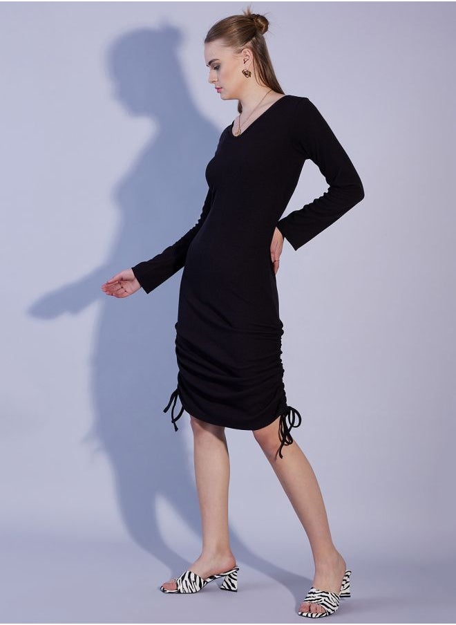 Freehand - Women Fitted Casual Solid V-Neck Dress - Image 1