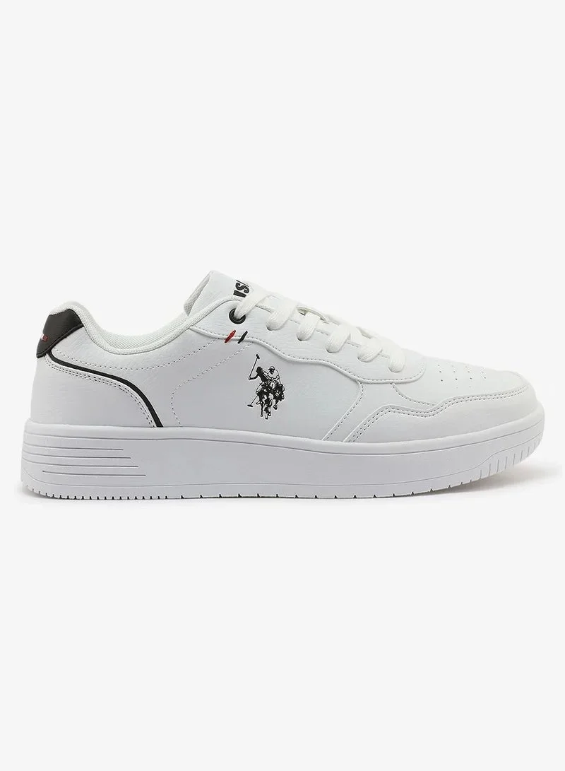 U.S. Polo Assn. U.S. Polo Assn. Men’s COSMOS GLB 6FX White Sneakers with Black Accent – Casual Lace-Up Fashion Shoes | Lightweight Everyday Comfort Trainers
