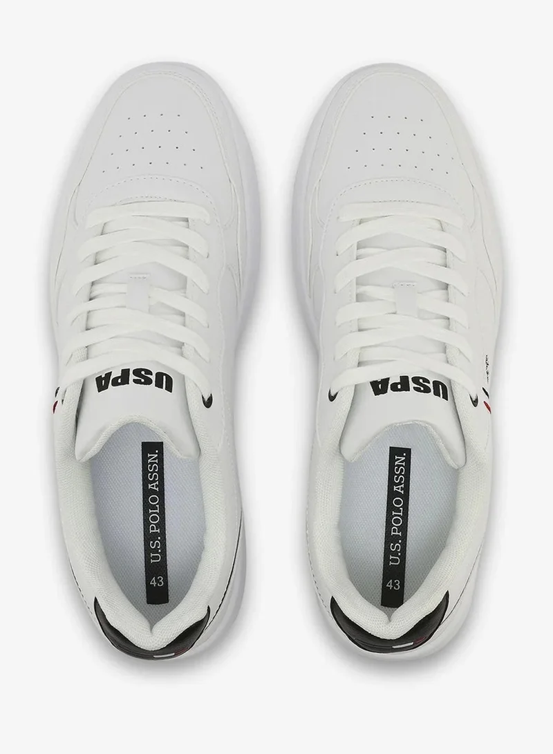 U.S. Polo Assn.  U.S. Polo Assn. Men’s COSMOS GLB 6FX White Sneakers with Black Accent – Casual Lace-Up Fashion Shoes | Lightweight Everyday Comfort Trainers for Men | Best Price UAE