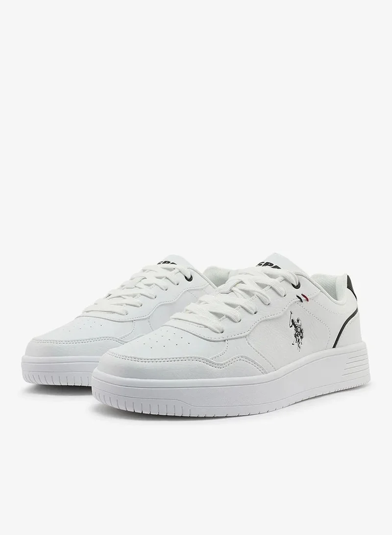 U.S. Polo Assn.  U.S. Polo Assn. Men’s COSMOS GLB 6FX White Sneakers with Black Accent – Casual Lace-Up Fashion Shoes | Lightweight Everyday Comfort Trainers for Men | Best Price UAE