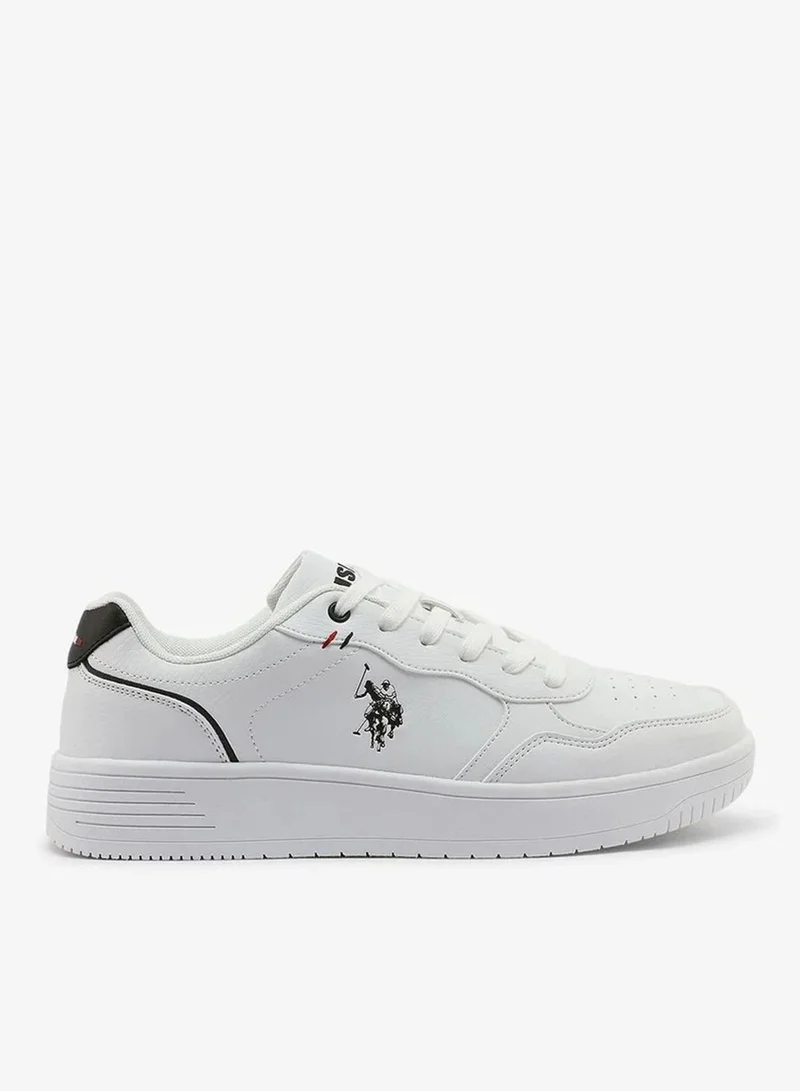 U.S. Polo Assn. U.S. Polo Assn. Men’s COSMOS GLB 6FX White Sneakers with Black Accent – Casual Lace-Up Fashion Shoes | Lightweight Everyday Comfort Trainers