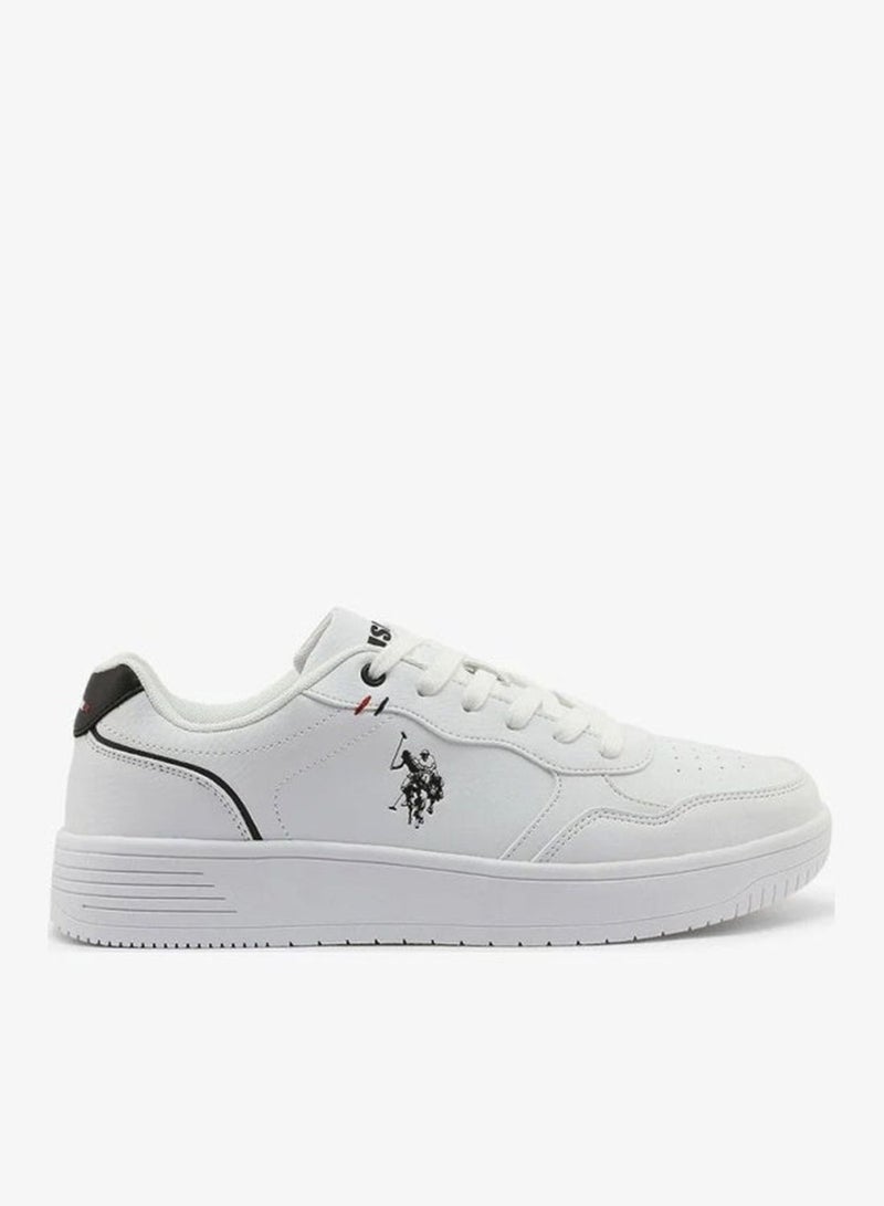 U.S. Polo Assn. Men’s COSMOS GLB 6FX White Sneakers with Black Accent – Casual Lace-Up Fashion Shoes | Lightweight Everyday Comfort Trainers - Image 1