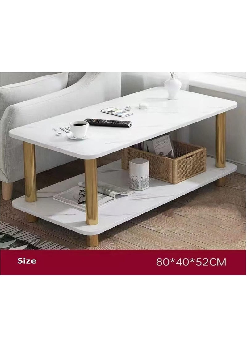 2-Tier Bed Nightstand Table Shelf Organizer Display Table Center Coffee Table Bedside Table Side End Table For Bedroom Home Office Furniture(Marble White)