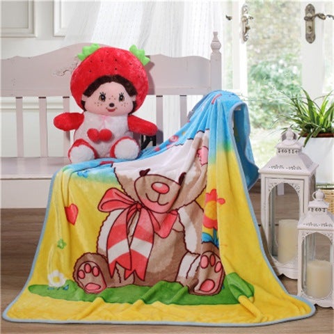 Kids Soft Coral Fleece Blanket Lightweight Scarf Bear 