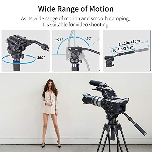 Innorel Video Camera Tripod Fluid Head- F60,Professional Drag Pan Panoramic Fluid Head With 1 4" And 3 8" Screws Sliding Plate For Dslr Cameras,Camcorders, Telescope，Monopod,Max Load 22Lbs - Image 3