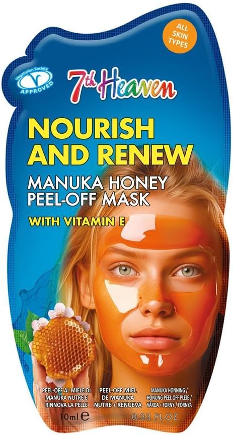 7th Heaven Manuka Honey Peel Off Face Mask Nourish Renew Face Masks Peel Off Face Packs for Women Cruelty Free Pamper Gifts for Women Genuine 7th Heaven Face Masks Skincare - Image 1
