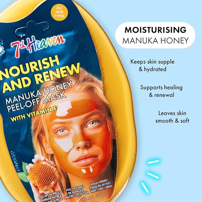 7th Heaven Manuka Honey Peel Off Face Mask Nourish Renew Face Masks Peel Off Face Packs for Women Cruelty Free Pamper Gifts for Women Genuine 7th Heaven Face Masks Skincare - Image 4