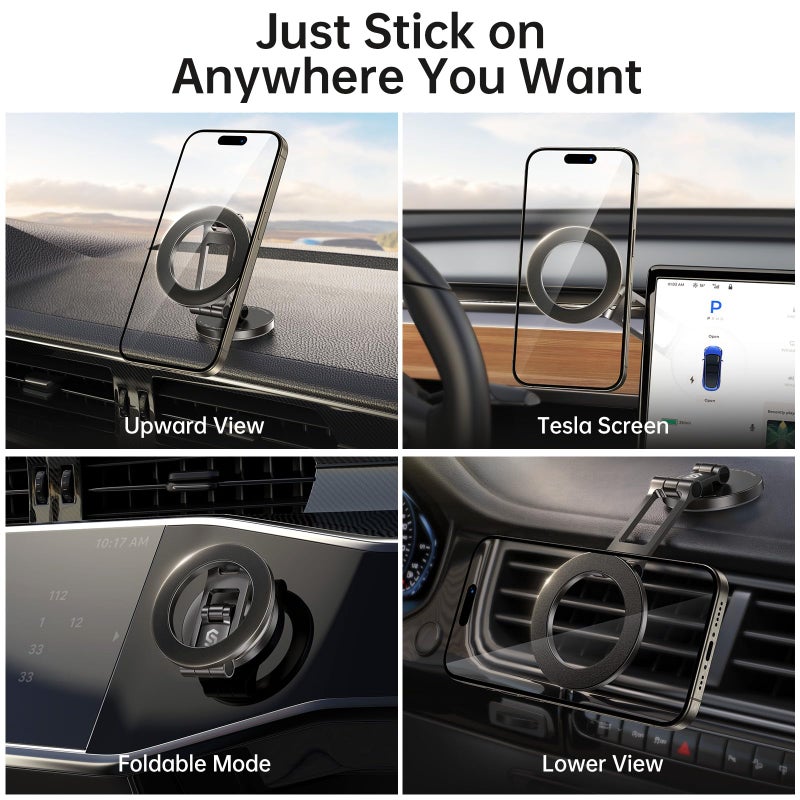 Syncwire Fits MagSafe Car Mount for Car Dash&Tesla Screen[All-Metal] Magnetic Phone Holder, [Flexible Three-axis]360Â° Rotation Car Mount Strong Magnets Car Phone Holder for iPhone 17 16 15 14 Pro Max - Image 2