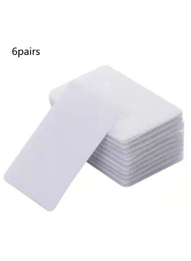 White Self Adhesive Nylon Tape 6 Pairs With Double Fasteners For Sofa Cushions Carpets - Image 1