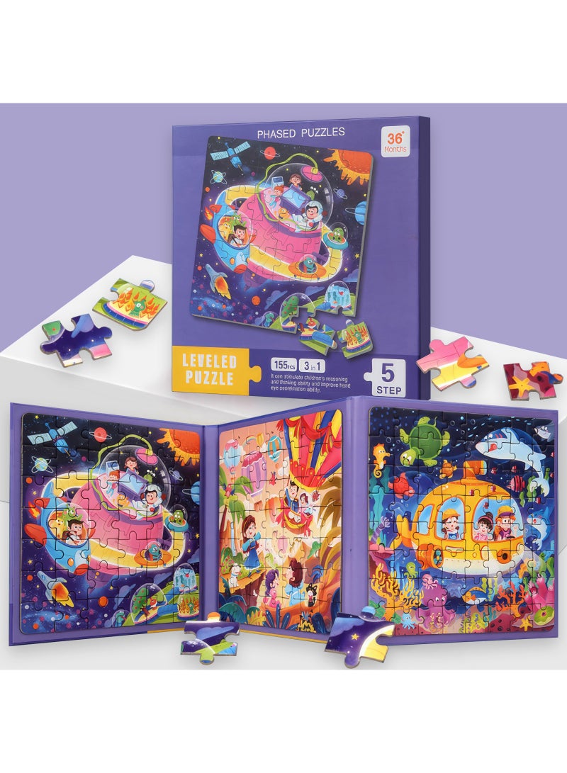 EYSOO Magnetic Jigsaw Puzzles 3 Pack Jigsaw Puzzle for Kids 42+49+64 PCS Toddler Puzzles Portable Travel Toy for 3+ Kids Boys Girls (Level 5-A) - Image 1