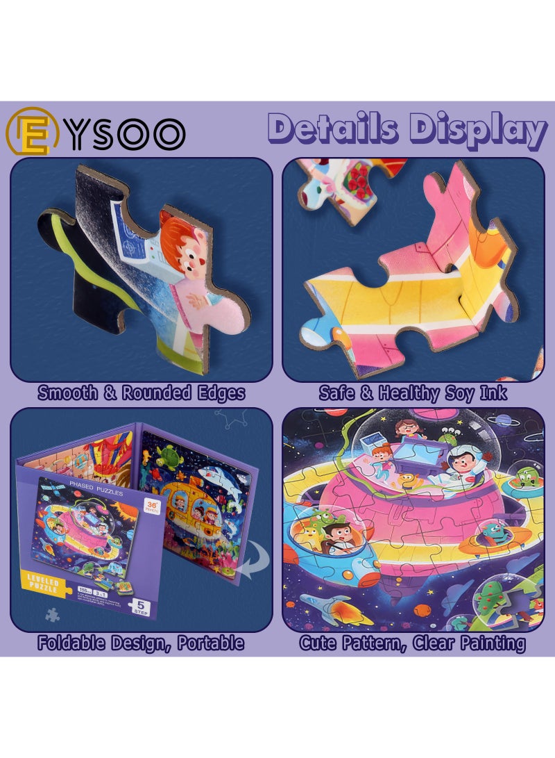 EYSOO Magnetic Jigsaw Puzzles 3 Pack Jigsaw Puzzle for Kids 42+49+64 PCS Toddler Puzzles Portable Travel Toy for 3+ Kids Boys Girls (Level 5-A) - Image 5