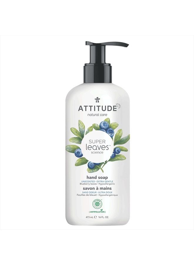Attitude Liquid Hand Soap, Plant- and Mineral-Based Formula, Vegan & Cruelty-free Personal Care Products, Hypoallergenic, Unscented, 16 Fl Oz