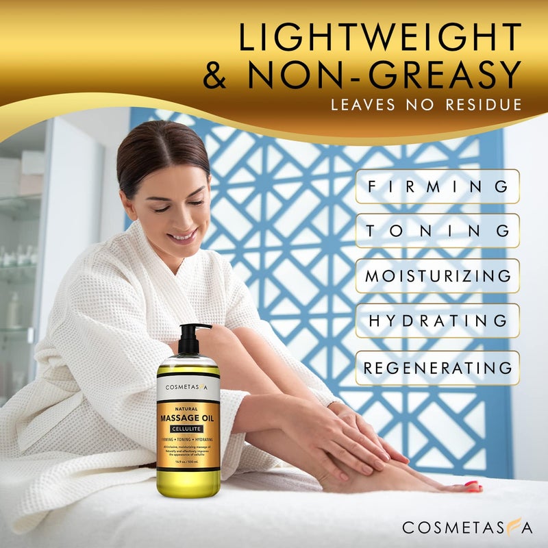 Cosmetasa Cellulite Massage Oil with Massager Mitt - 100% Natural Cellulite Oil, Highly Absorbable and Deeply Penetrates Skin- Firms, Tones, Tightens & Moisturizes Skin by Cosmetasa 16.9 oz - Image 4