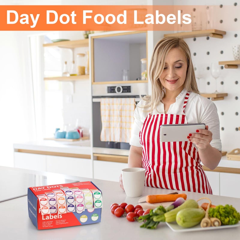 SKLENICE 7000pcs Days of The Week Stickers Colored Dot Food Labels Removable Date Labels with Dispenser Box for Food Containers Restaurant Supplies - Image 5