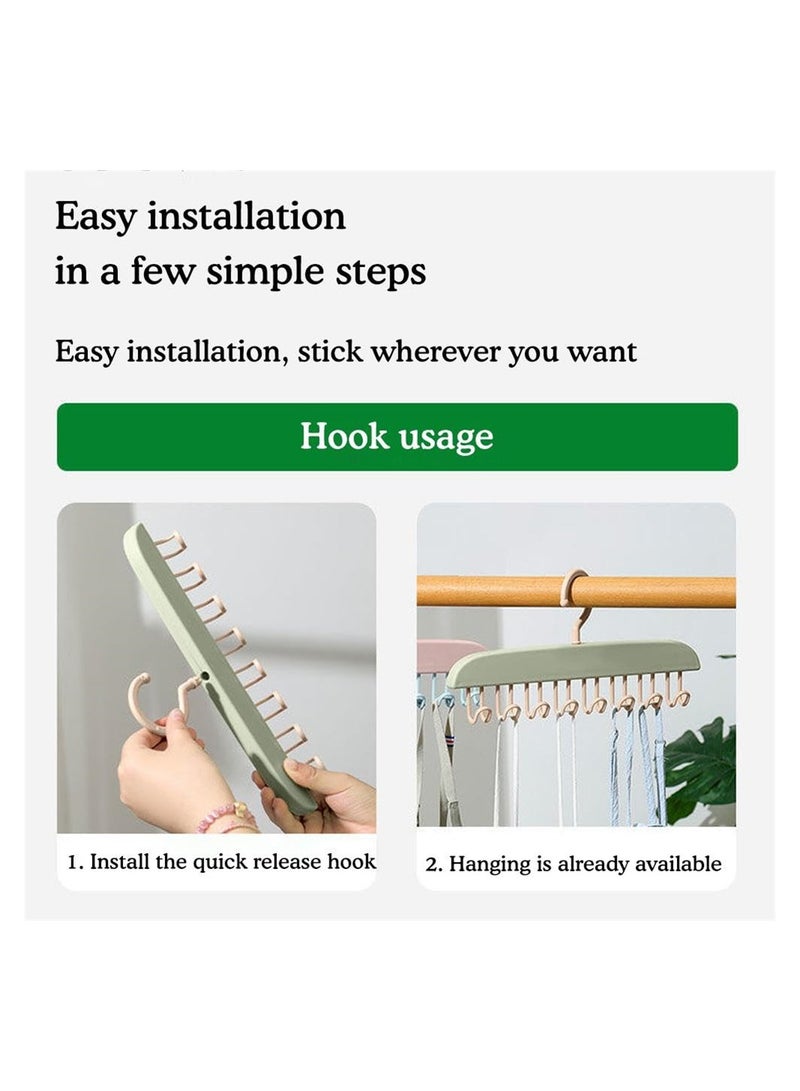 Anti Slip Multi Hook Coat Rack, 4Pcs Space Saving Hangers with 8 Hooks, Wall Mount Coat Hanger, 360° Swivel Multifunctional Lingerie Vest Sling Rack,Closet Organizer for Underwear  - Image 3