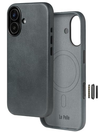 Le Pelle Handcrafted Premium Italian Leather Case for iPhone 17 Builtin Camera Control Compatible with Magsafe TwoTone Effect with Unique Patina Over Time Mist Blue - Image 1