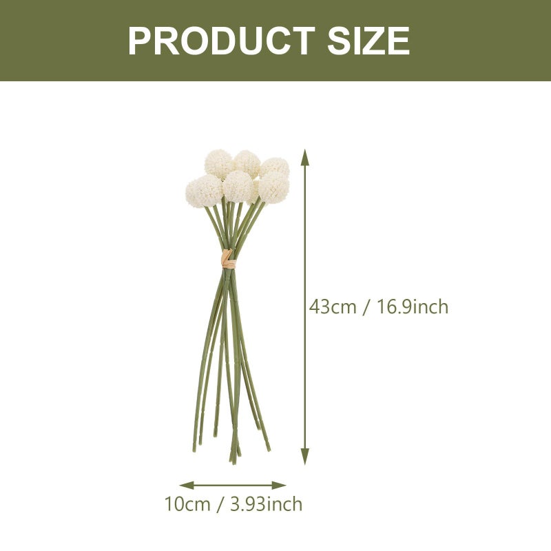 Artificial Ball Chrysanthemum Bouquet White 9 Head Faux Flower Arrangement For Home Decor Simulation Floral Diy Centerpiece - Image 3