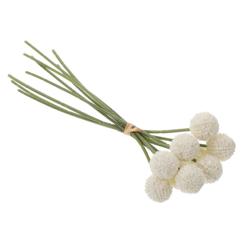 Artificial Ball Chrysanthemum Bouquet White 9 Head Faux Flower Arrangement For Home Decor Simulation Floral Diy Centerpiece - Image 2