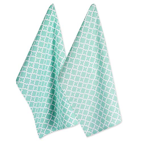 DII Lattice Basics Collection Kitchen Essentials, Dishtowel Set, Aqua, 2, Piece - Image 1