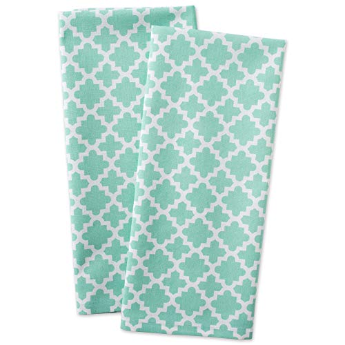 DII Lattice Basics Collection Kitchen Essentials, Dishtowel Set, Aqua, 2, Piece - Image 2