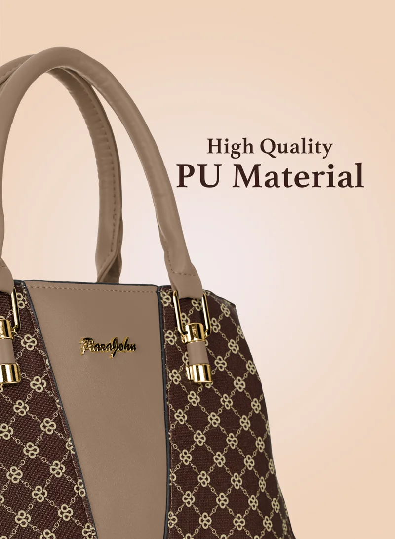 بارا جون حقيبة يد نسائية Para John – شنطة جلد صناعي بتصميم منقوش مع مقبض مزدوج وحزام قابل للفصل