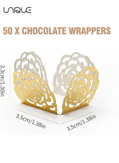 Unique 50pcs Truffle Wrappers Chocolate Candy Cups,Chocolate Paper Candy Cups Baking Cups Truffle Wrappers Liners Cups for Shower Birthday Wedding Party (Gold)  - Image 2