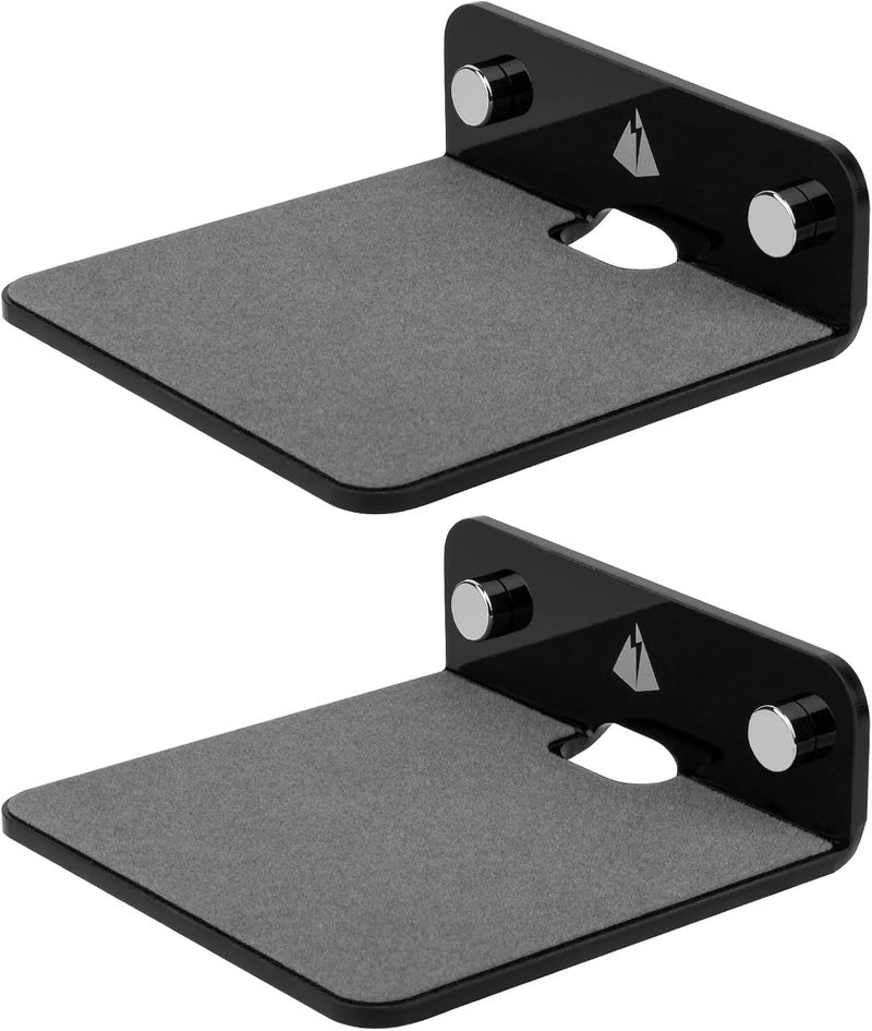 TXesign Small Floating Shelves Speaker Shelves-2 Pack 4.25 Small Wall Shelves Speaker Mount for Bluetooth Speaker Webcam Mesh WiFi Mesh Router Toy Display Shelf Acrylic Shelves(Black, Small) - Image 1