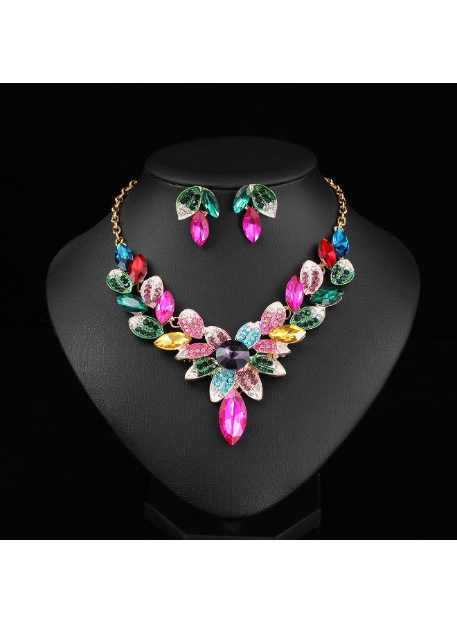 NIBEMINENT Vintage Luxury Crystal Jewelry Set