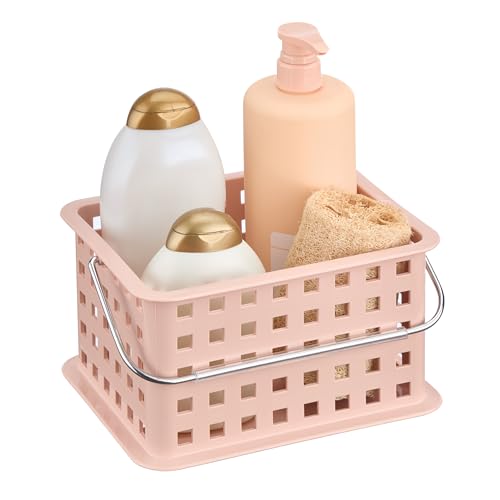 InterDesign iDesign Spa BPA-Free Plastic Small Stackable Basket with Handle - 9.25" x 7" x 5", Blush - Image 1