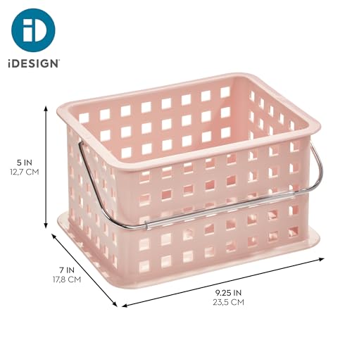 InterDesign iDesign Spa BPA-Free Plastic Small Stackable Basket with Handle - 9.25" x 7" x 5", Blush - Image 4