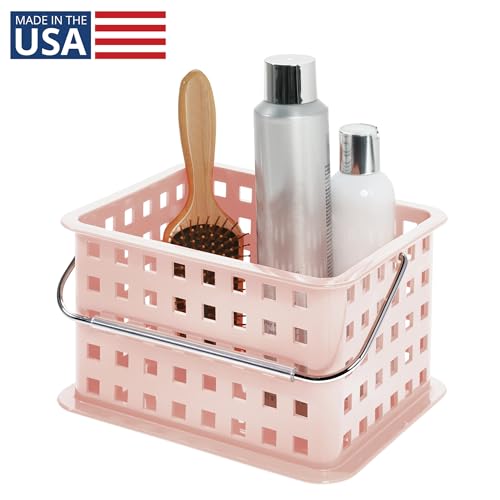 InterDesign iDesign Spa BPA-Free Plastic Small Stackable Basket with Handle - 9.25" x 7" x 5", Blush - Image 2