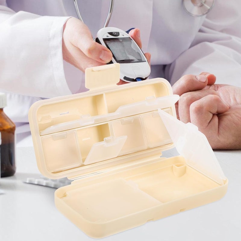 Portable Small Pill Organizer for Travel, Cream White 8-Compartment Compact Medicine and Vitamin Container for Purse Use - Image 4