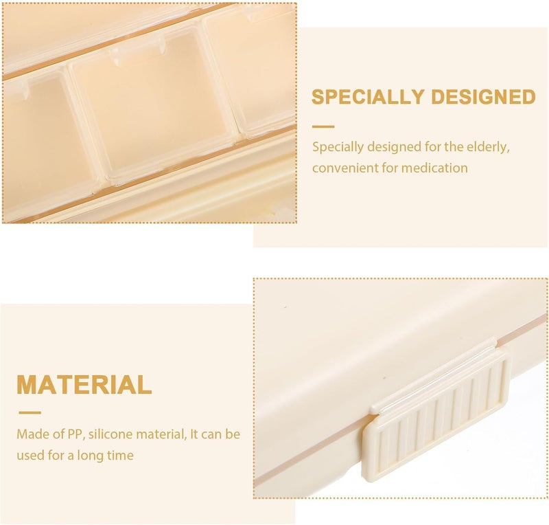 Portable Small Pill Organizer for Travel, Cream White 8-Compartment Compact Medicine and Vitamin Container for Purse Use - Image 3