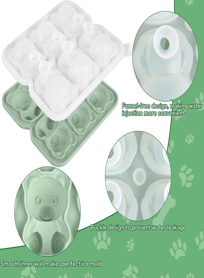Nerien Bear Ice Cube Tray Mold - 3D Bear Shape Ice Cube Trays, Cute Ice Cube Molds for Whiskey Bourbon, 4-Hole Large Fun Shapes Ice Cube Trays, Funny Bear Gifts for Bear Lovers Women Men - Image 3