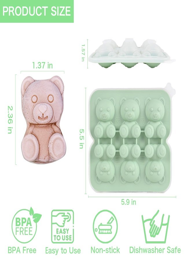Nerien Bear Ice Cube Tray Mold - 3D Bear Shape Ice Cube Trays, Cute Ice Cube Molds for Whiskey Bourbon, 4-Hole Large Fun Shapes Ice Cube Trays, Funny Bear Gifts for Bear Lovers Women Men - Image 2