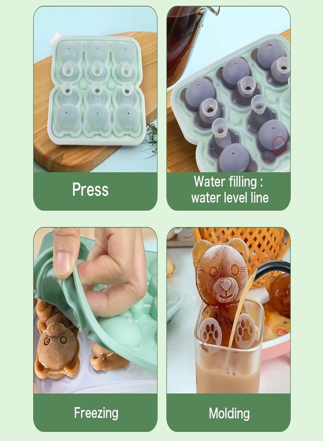 Nerien Bear Ice Cube Tray Mold - 3D Bear Shape Ice Cube Trays, Cute Ice Cube Molds for Whiskey Bourbon, 4-Hole Large Fun Shapes Ice Cube Trays, Funny Bear Gifts for Bear Lovers Women Men - Image 4