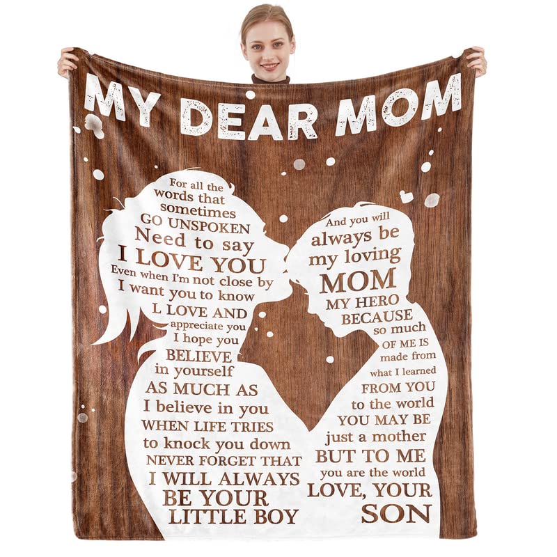 Carryeasy Mothers Day Birthday Gifts for Mom from Son I Love You Gifts for Mothers Gifts from Son for Mother Throw Blanket Wood 50 x 60
