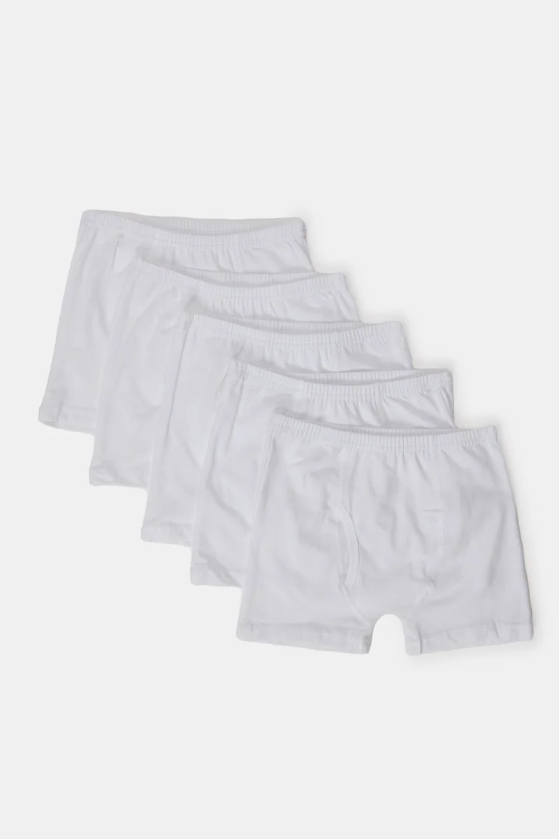 Redtag Boys White Boxer Short Set (5 Piece)