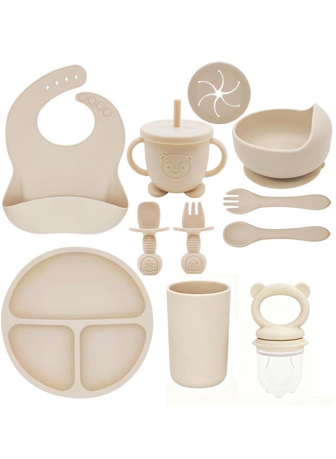 Beauenty Silicone Baby Feeding Set | Baby Led Weaning Supplies Includes Suction Bowls and Divided Plates, Adjustable Bib, Baby Utensils Spoons and Forks,Cup | Baby Feeding Essentials - Image 1