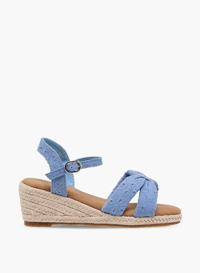 ببرمنة Girls Embroidered Wedge Heel Sandals