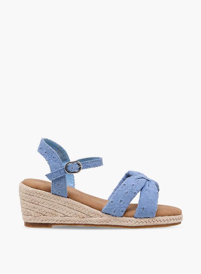 Peppermint Girls Embroidered Wedge Heel Sandals - Image 1