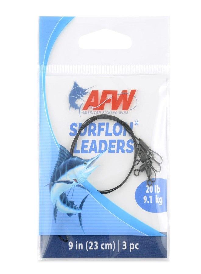 American Fishing Wire AFW Surflon Fishing Leaders, Nylon Coated 1x7 Stainless Steel Wire, 20 lb Test, Black, 9 inch, 3 pc - Image 1