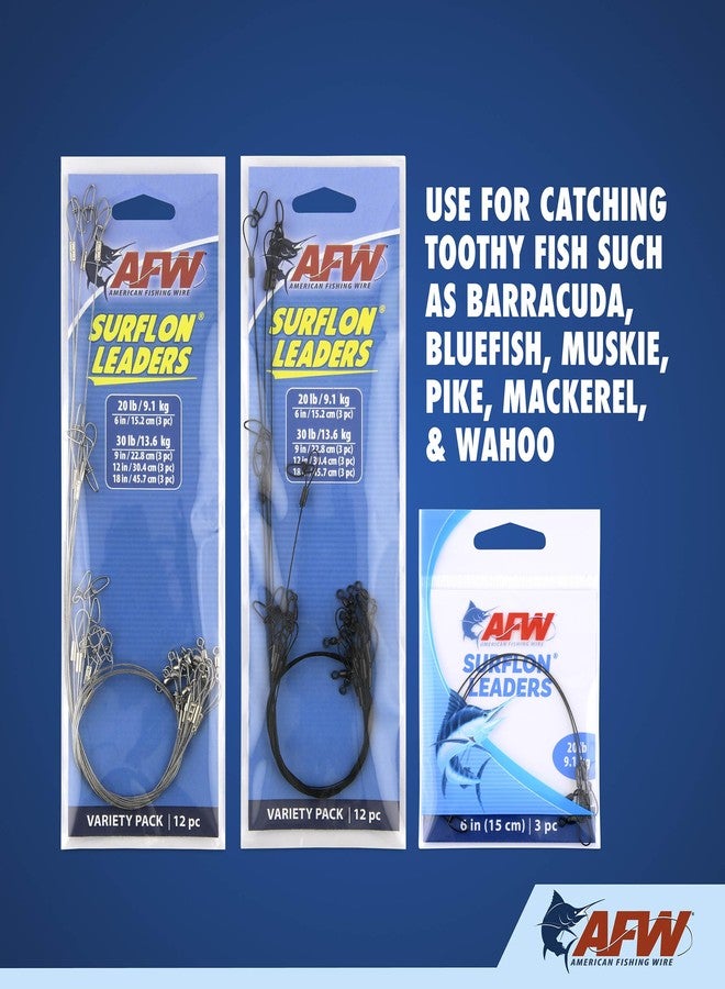 American Fishing Wire AFW Surflon Fishing Leaders, Nylon Coated 1x7 Stainless Steel Wire, 20 lb Test, Black, 9 inch, 3 pc - Image 3
