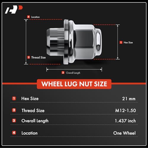 A-Premium صواميل العجلات A-Premium 5 قطع M12 x 1.5 متوافقة مع تويوتا أفالون كامري كورولا RAV4 تاكوما سيينا لكزس ES RX بونتياك سايون - Image 2