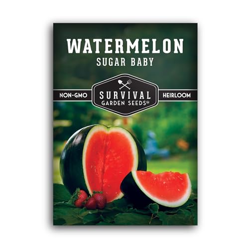 Survival Garden Seeds - Sugar Baby Watermelon Seeds | Grow Little Round Icebox Watermelons at Home - Non-GMO Heirloom (1 Pack) - Image 1