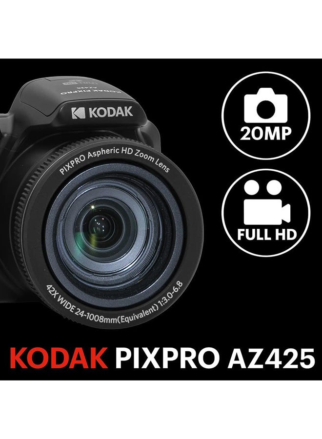 KODAK Pixpro Astro Zoom AZ425 Digital Camera Bridge 42X Optical Zoom 24 mm Wide Angle 20 Megapixels LCD 3 Full HD 1080P Video Li-ion Battery Black - Image 2