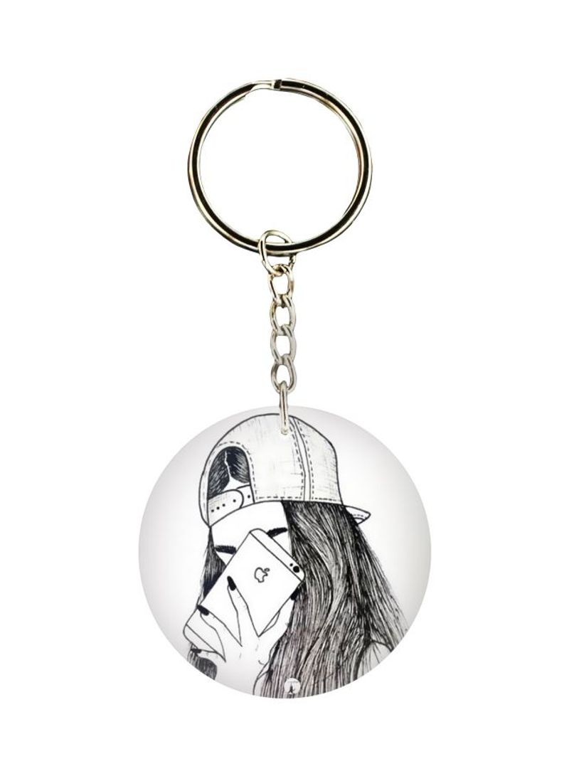 RKN Cartoon Girl Printed Keychain