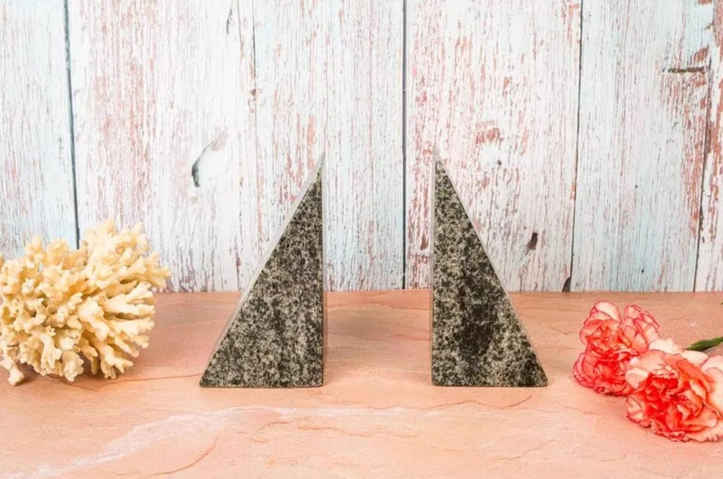 AD ARTS Indian Essence by AD Arts Decorative Book Stoppers with NonSkid Bottom Handcrafted Solid Marble Bookshelf Decor Grey  - Image 2
