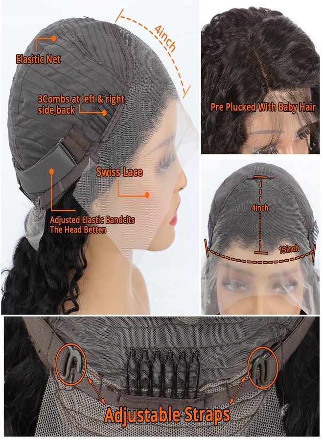 AISI 13x4 Deep Wave Lace Front Wigs Human Hair 180% Density HD Lace Front Wigs Human Hair Curly Wigs for Black WomenGlueless Wigs Human Hair with Baby Hair 16 Inch - Image 4